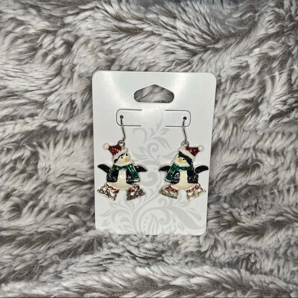 Skating Penguins | Holiday / Winter Hook Earrings